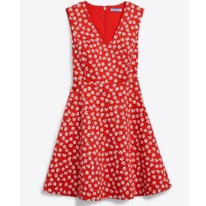 Draper James Womens Poppy Sleeveless A-Line Dress Size 12 Red Floral